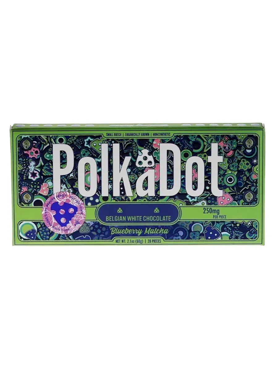Blueberry Matcha PolkaDot Mushroom Belgian White Chocolate 250mg
