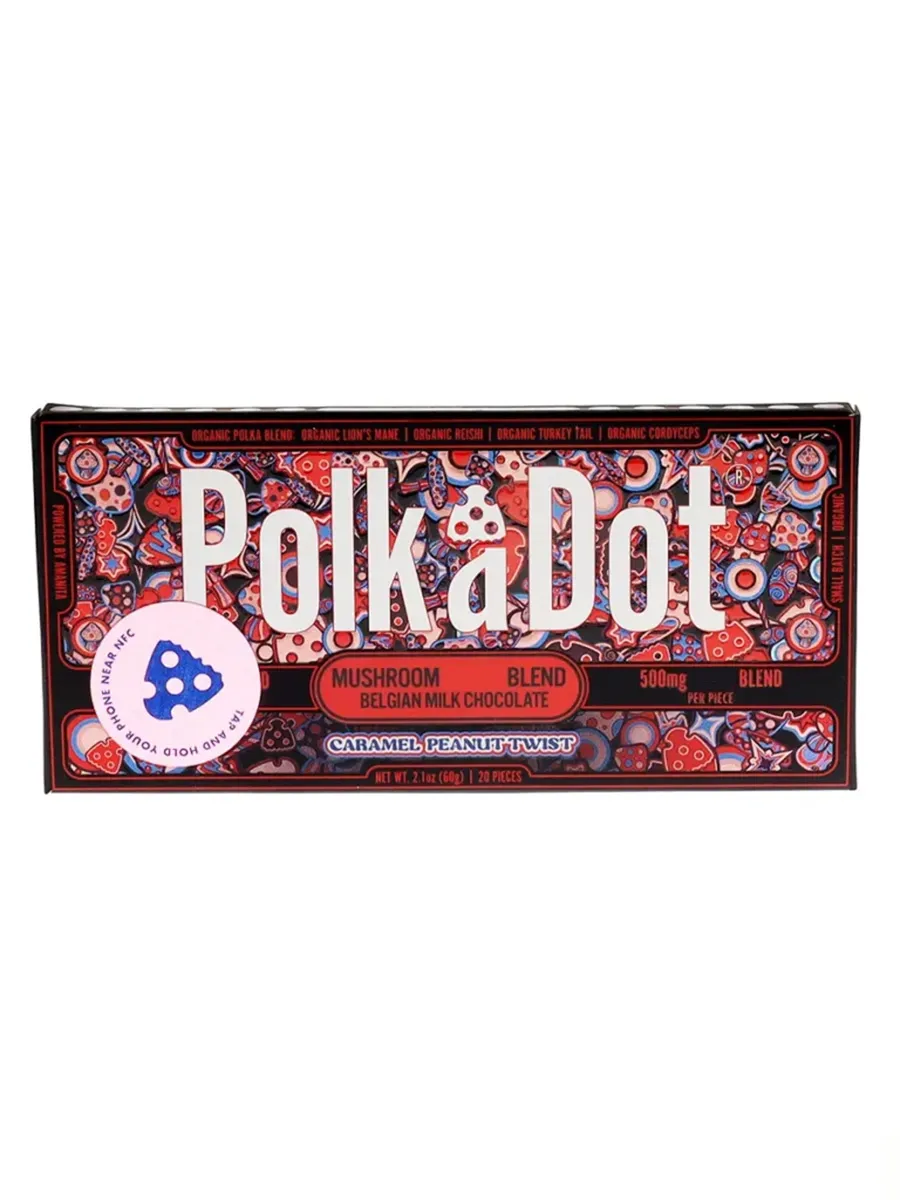 Caramel Peanut Twist PolkaDot Mushroom Belgian Milk Chocolate 500MG