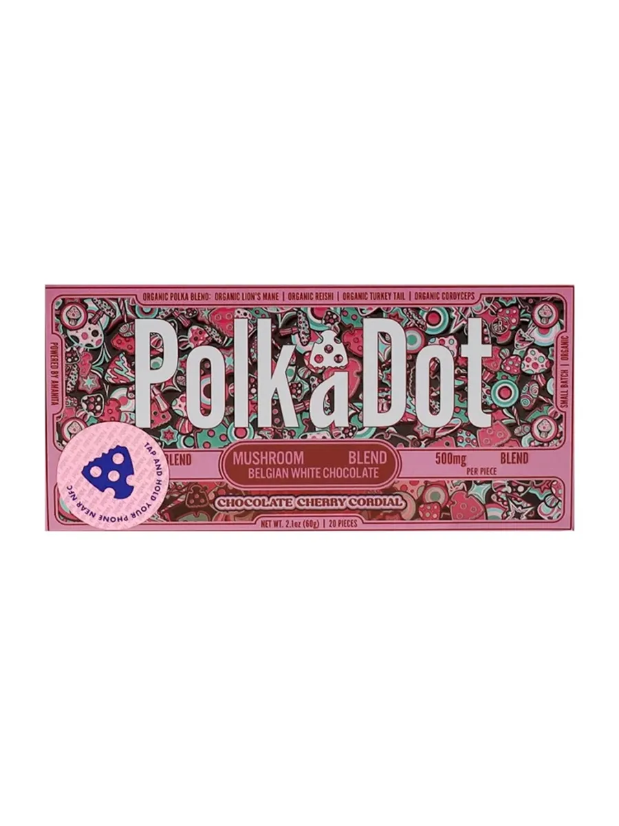 Chocolate Cherry Cordial PolkaDot Mushroom Belgian White Chocolate 500mg