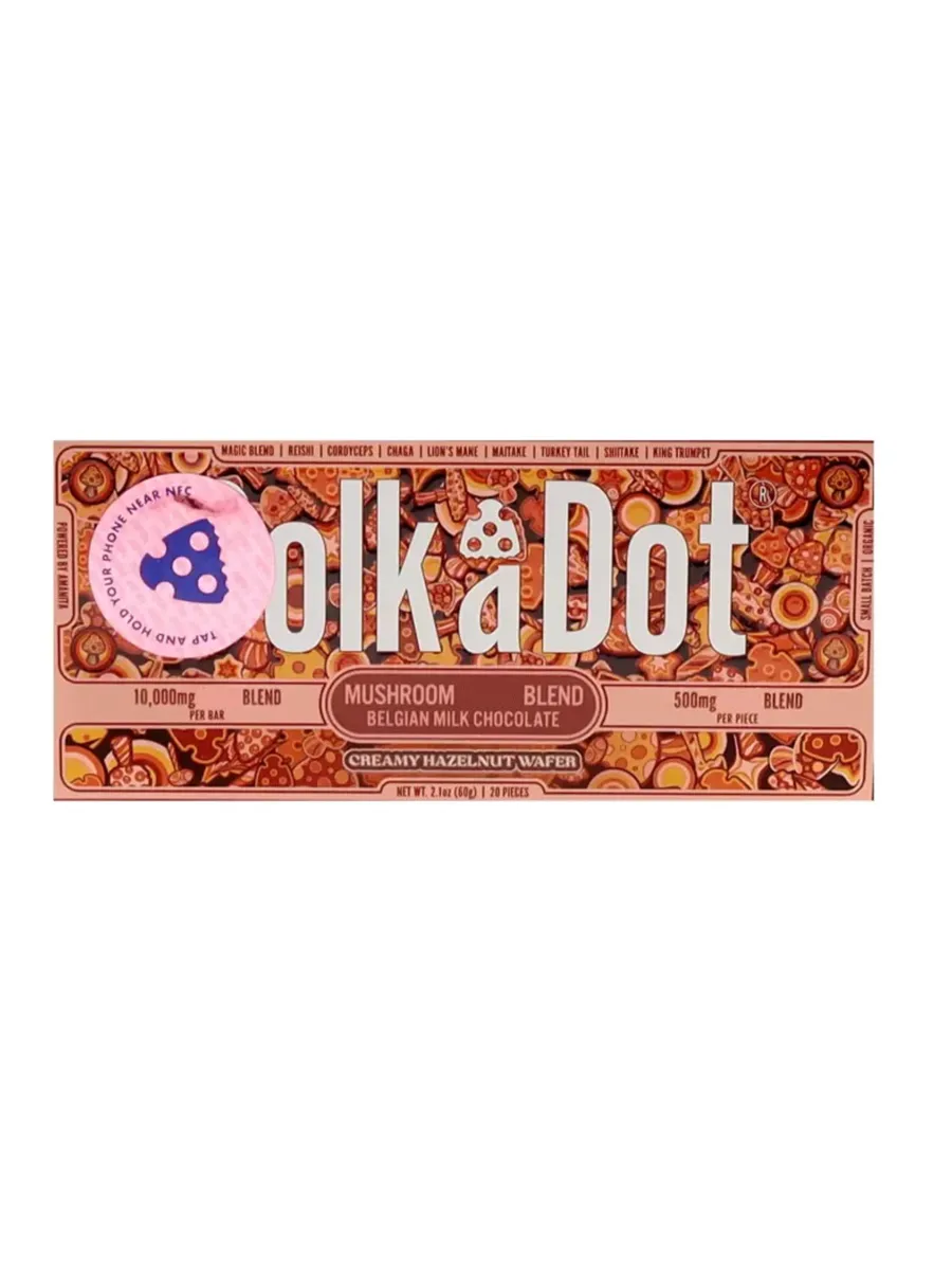 Creamy Hazelnut Wafer PolkaDot Mushroom Belgian Milk Chocolate 500mg