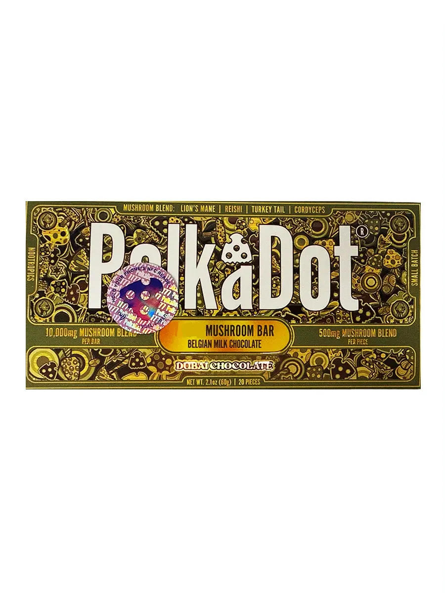 Dubai Chocolate PolkaDot Magic Mushroom Belgian Milk Chocolate 500mg