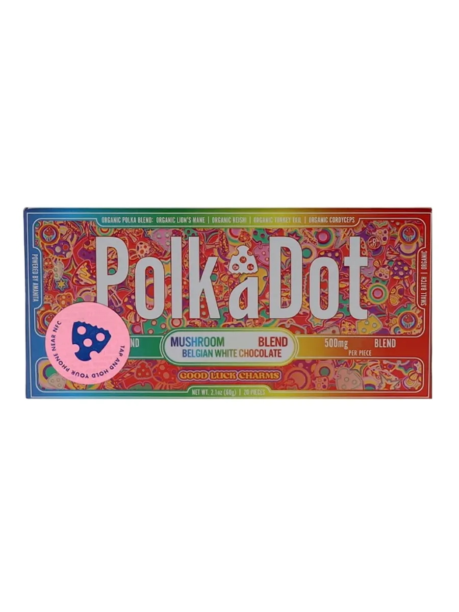Good Luck Charms PolkaDot Mushroom Belgian White Chocolate 500mg
