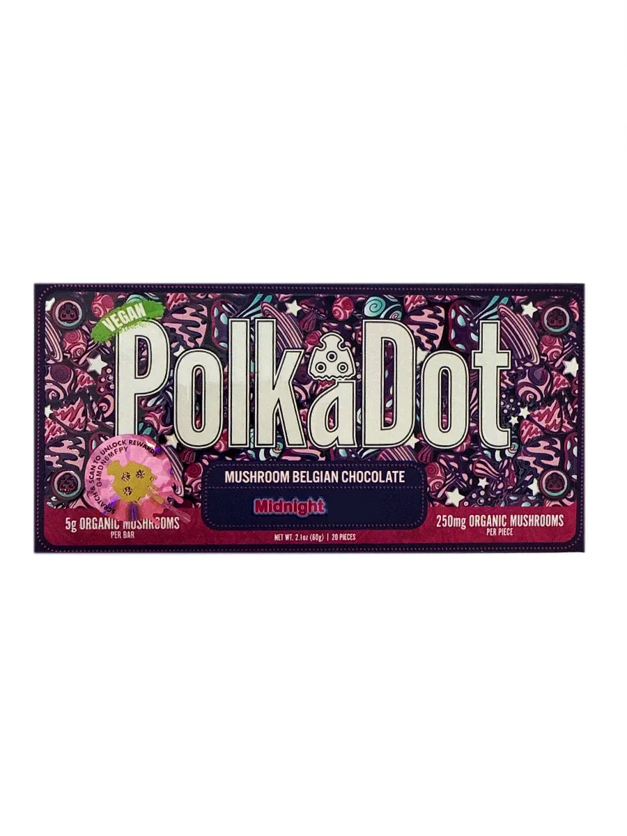 Midnight PolkaDot Mushroom Belgian Dark Chocolate 250mg Per Piece