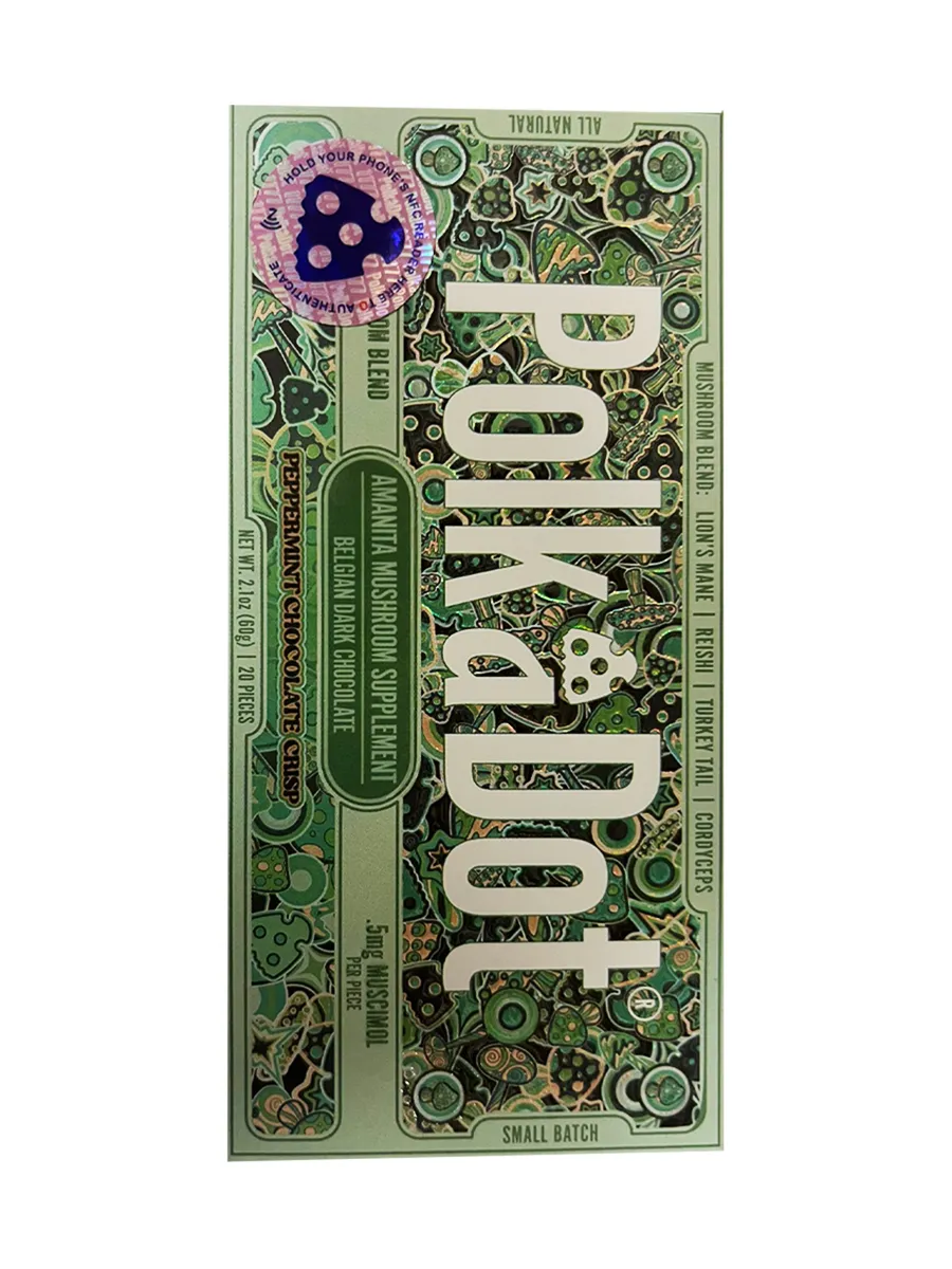 Peppermint Chocolate Crisp PolkaDot Mushroom Belgian Dark Chocolate 500mg