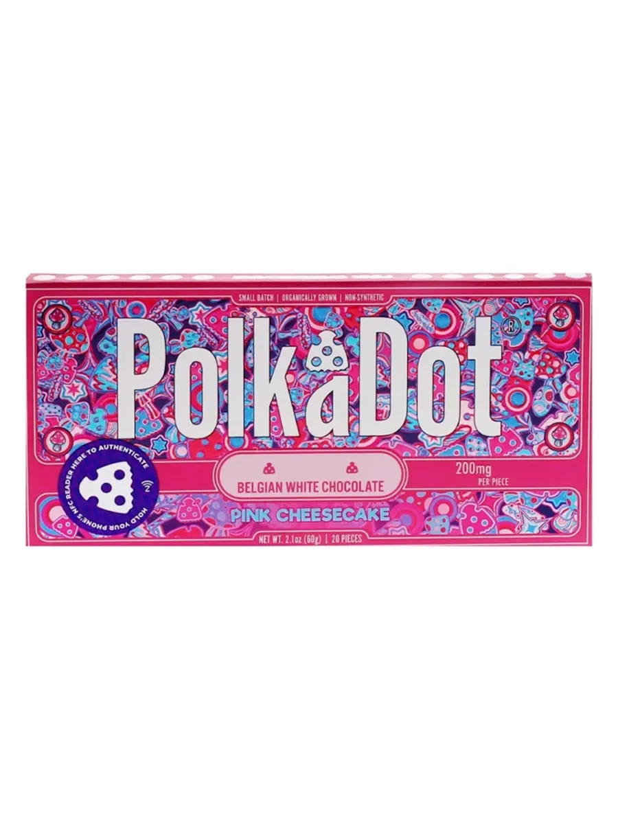 Pink Cheesecake PolkaDot Mushroom Belgian White Chocolate 200mg Per Piece