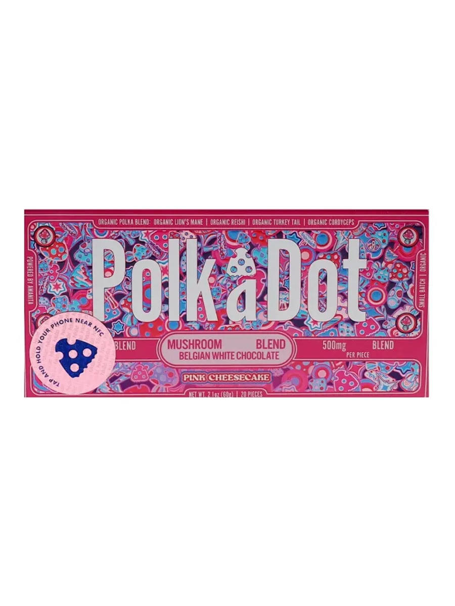 Pink Cheesecake PolkaDot Mushroom Belgian White Chocolate 500mg