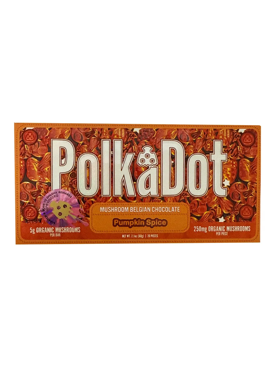 Pumpkin Spice PolkaDot Mushroom Belgian White Chocolate 250mg Per Piece