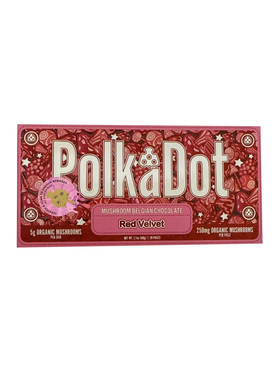 Red Velvet PolkaDot Mushroom Belgian White Chocolate 250mg Per Piece